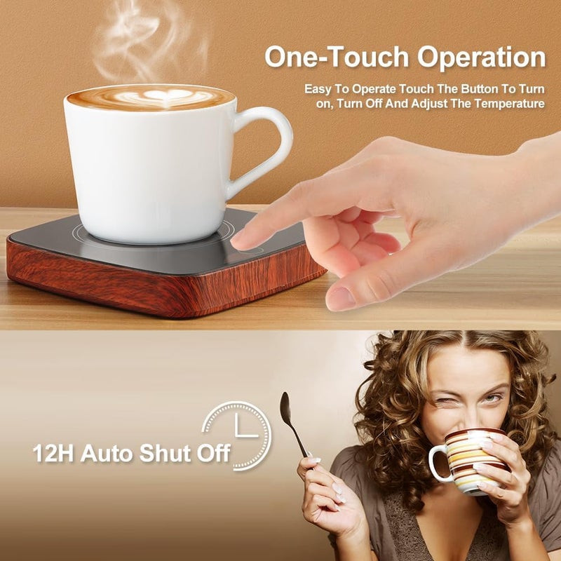 Defashun Coffee Mug Warmer Waterproof Smart Cup Warmer with 3 Temperature Setting for Warming & Heating Coffee, Beverage, Milk, Tea and Hot Chocolate (Black Walnut) - Image 5